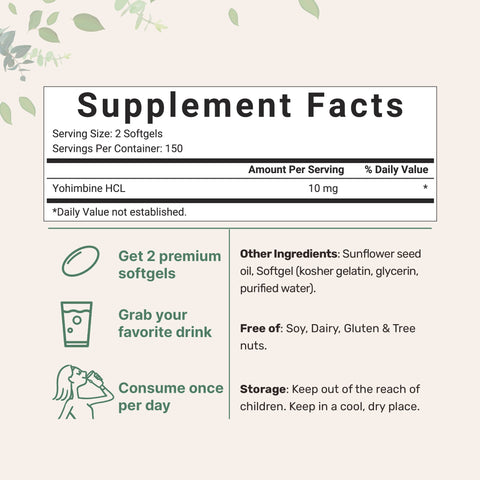 Micro Ingredients Yohimbine Softgels, 300 counts