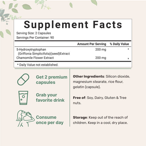 Micro Ingredients 5-HTP with Chamomile 200mg