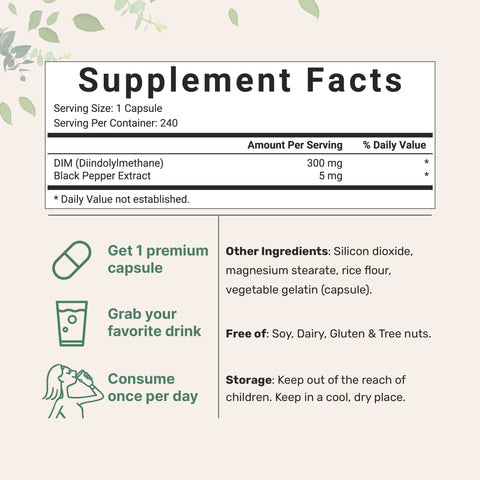 Micro Ingredients DIM Supplement with Black Pepper Extract, 240 capsules