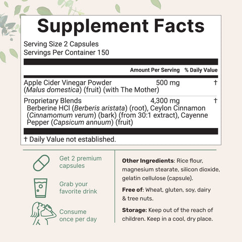 Micro Ingredients Apple Cider Vinegar with The Mother 4,800mg Per Serving, 300 Capsules