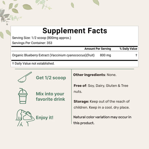 Micro Ingredients Organic Blueberry Extract Powder, 10oz
