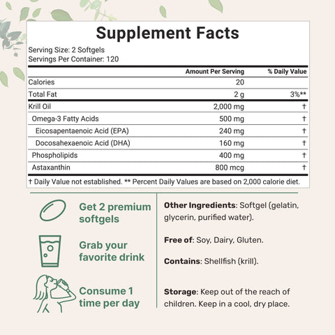 Micro Ingredients Antarctic Krill Oil 2000mg, 240 softgels