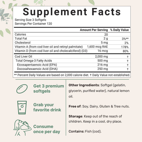 Micro Ingredients Cod Liver Oil 2000mg, 360 softgels