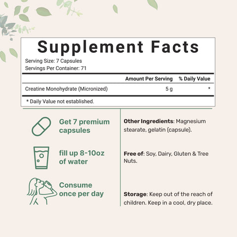 Micro Ingredients Creatine Monohydrate Capsules, 500 counts