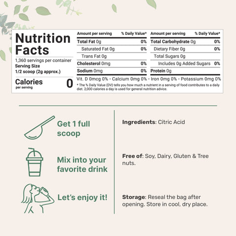Micro Ingredients Pure Citric Acid Powder, 6lbs