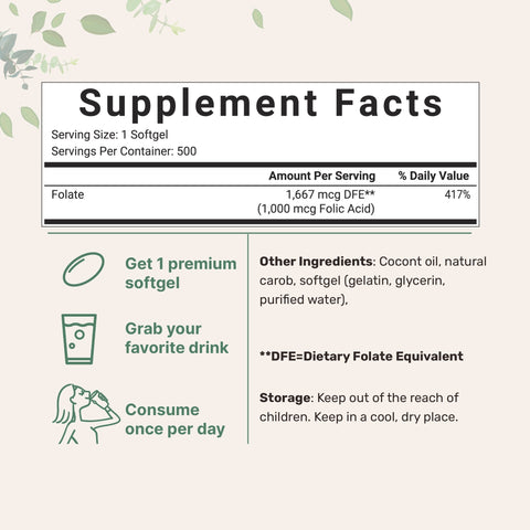 Micro Ingredients Premium Folic Acid Softgels