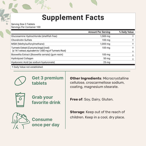 Micro Ingredients Glucosamine Chondroitin MSM and Turmeric Supplement