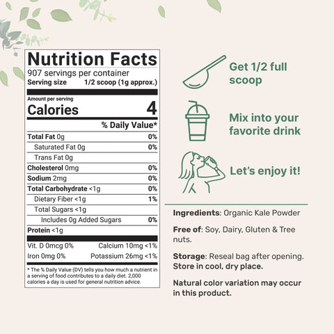 Micro Ingredients Organic Kale Powder, 2 Pounds