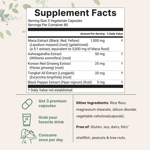 Micro Ingredients Maca Root 5,000mg Equivalent | 240 Veggie Capsules