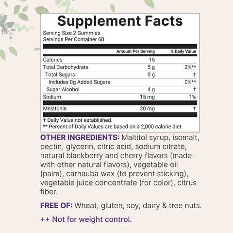 Micro Ingredients Melatonin Gummies, 20mg Double Strength Serving, 120 Count