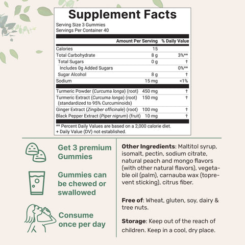 Micro Ingredients Turmeric Ginger Gummies, 120 Count