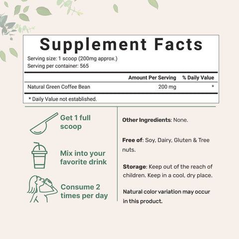 Micro Ingredients Green Coffee Bean Powder, 4oz