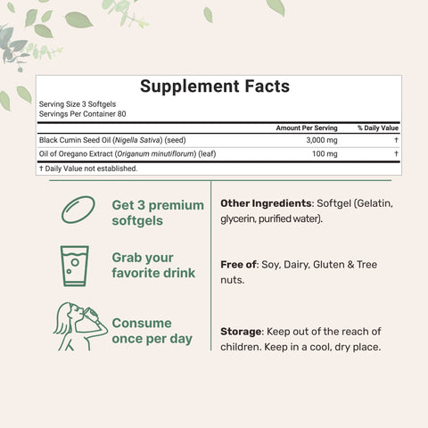 Micro Ingredients Black Seed Oil 3,000mg with Oil of Oregano, 240 Softgels