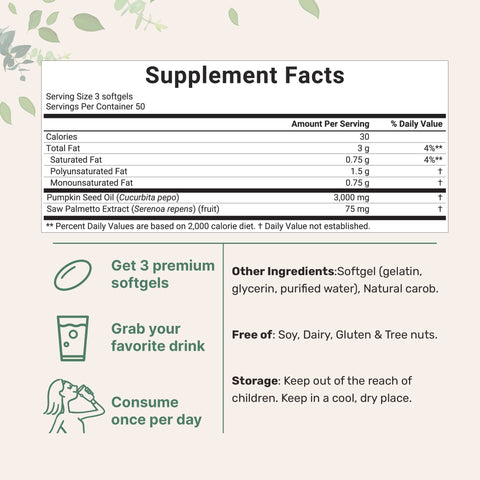 Micro Ingredients Pumpkin Seed Oil with Saw Palmetto, 300 Softgels (2 Pack)
