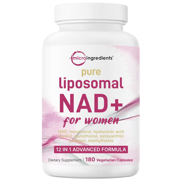 Micro Ingredients Pure Liposomal NAD+ for Women 9,000mg Equivalent, 180 Veggie Capsules