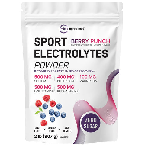 Micro Ingredients Sport Electrolytes Powder Berry Punch Flavor, 2lb