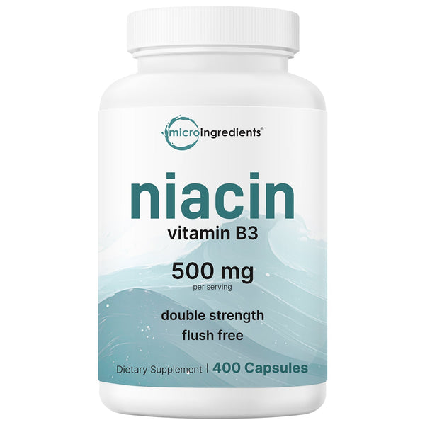 Micro Ingredients Niacin 500mg Per Serving, 400 Capsules | Flush Free B3 Vitamins