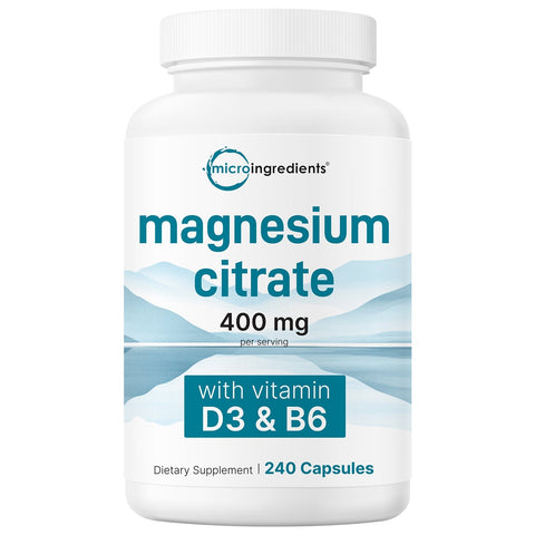 Micro Ingredients Magnesium Citrate with Vitamin D3 & B6, 240 capsules